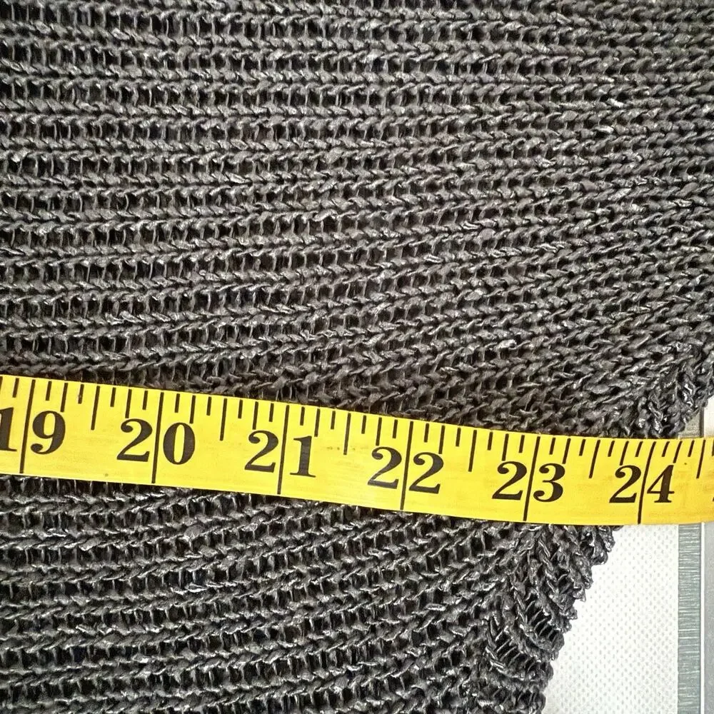 Boho Lagenlook Chain Mail Gray Knit Sweater Asymmetrical Artsy Cardigan L/XL